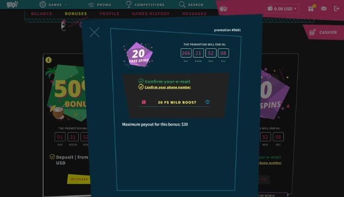 ブーイカジノ(Booi)入金不要ボーナス