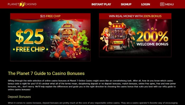 Planet7カジノ入金不要ボーナス