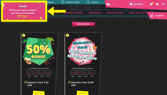 ブーイカジノ(Booi)入金不要ボーナス