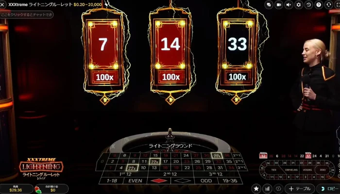 エクストリームライトニングルーレット(XXXtreme Lightning Roulette)