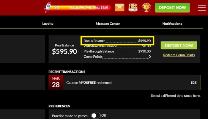 入金不要ボーナスの結果