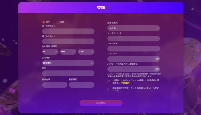 エースカジノの登録方法2