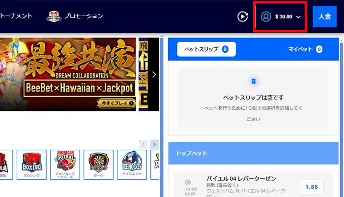 BeeBetボーナス獲得