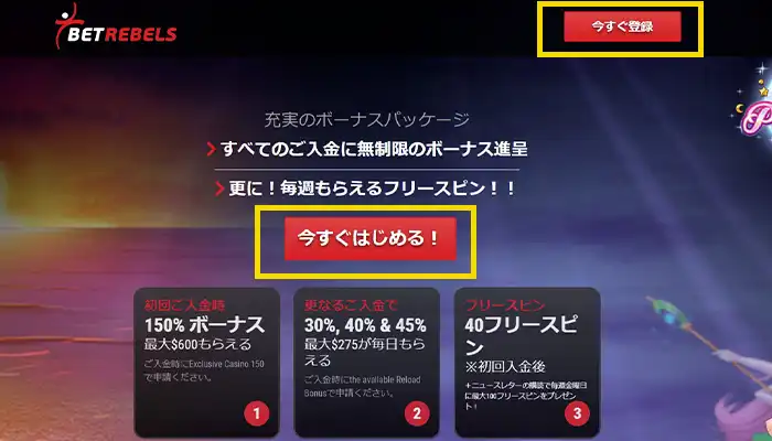 ベットレベルズ登録