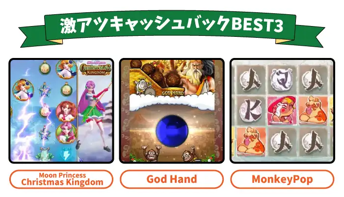 激アツキャッシュバックのおすすめスロットBEST3