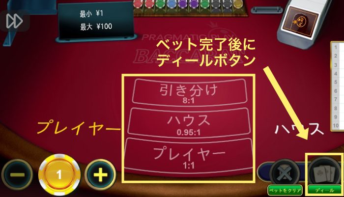 エルドアカジノのテーブルバカラのやり方04