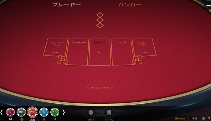 Microgamingのテーブルバカラ