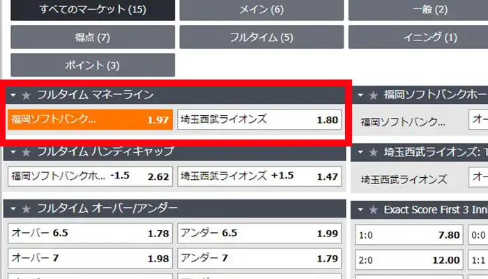 エルドアスポーツマネーライン