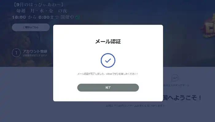 リリベットカジノメール認証02