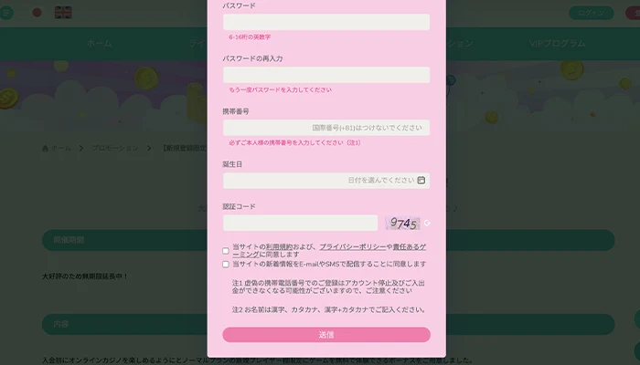 ユースカジノの登録方法04